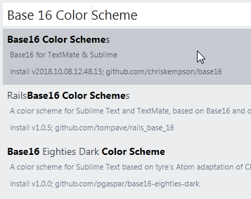 Настройка цветовой схемы Base 16 Color редактора кода SublimeText